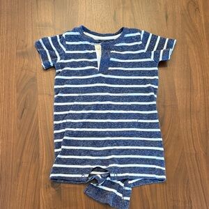 Primary Baby heathered henley shortie in stripe (navy/white stripe ; 12 months)